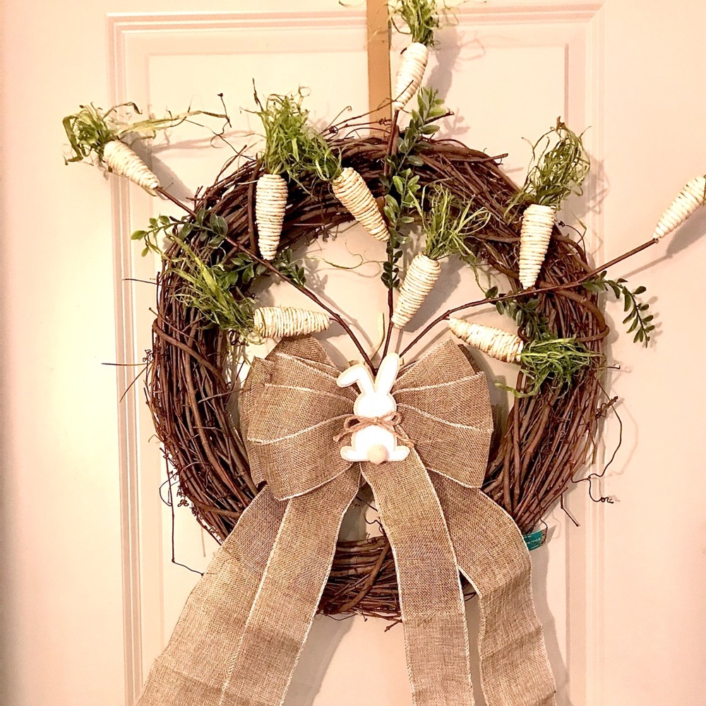 Easter bunny wood door wreath